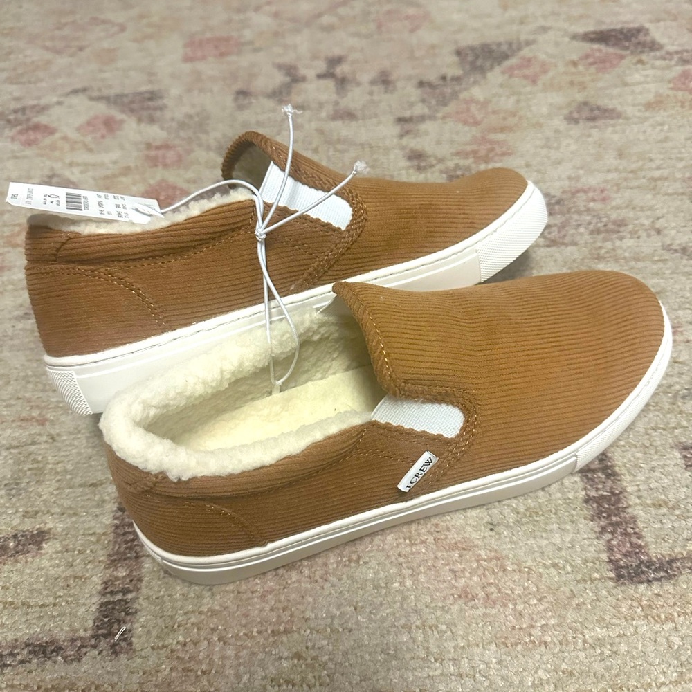 JCREW Sherpa Lined Corduroy Slip On Shoes - 9.5 NWT